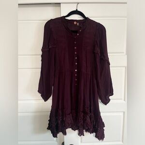 Free People lace mini dress in eggplant